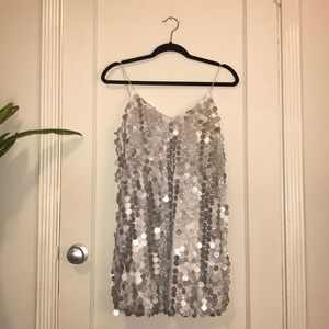 one above another silver sequiny dress